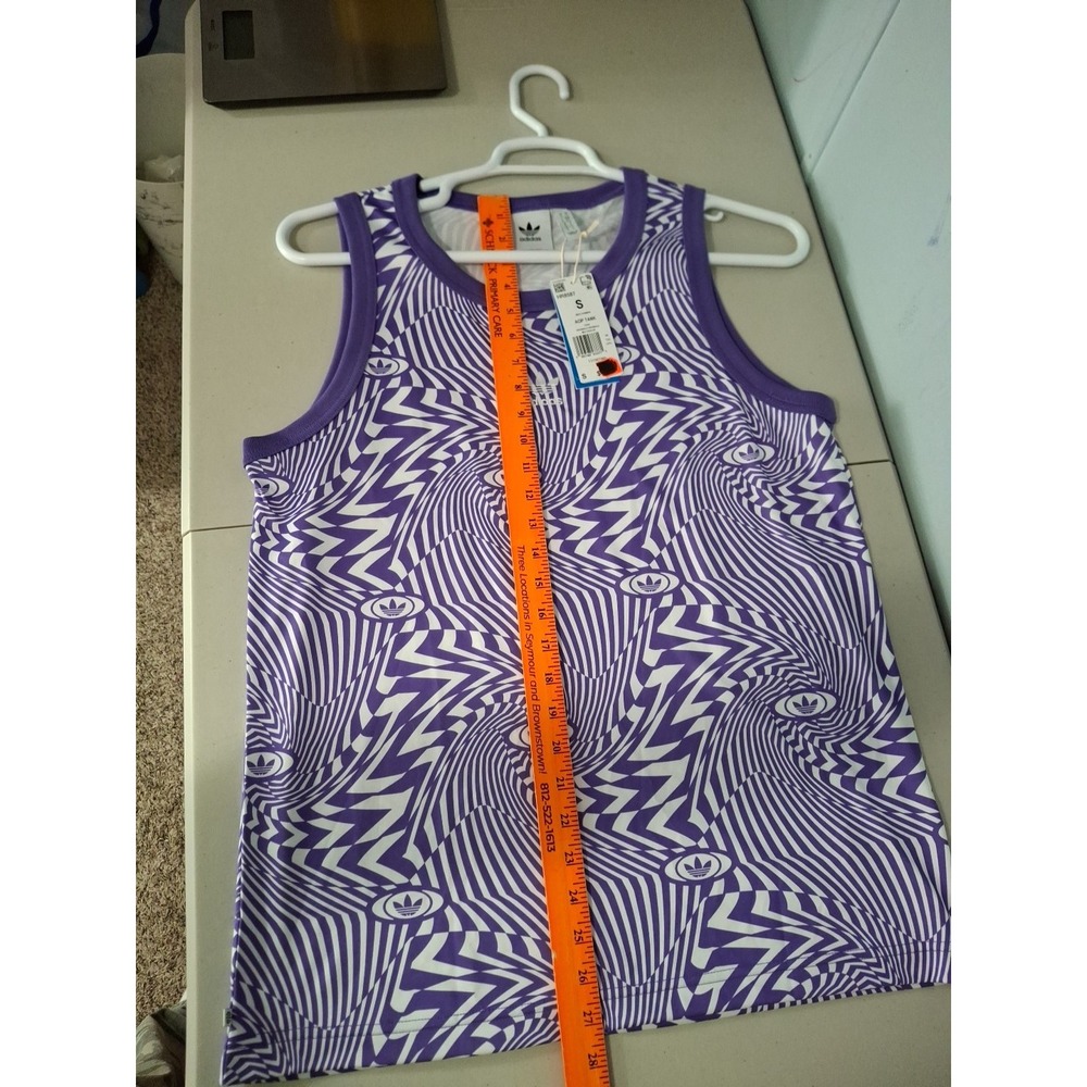 ADIDAS ORIGINALS Vortex Print Tank In Purple/White‎ Small - Picture 8 of 9